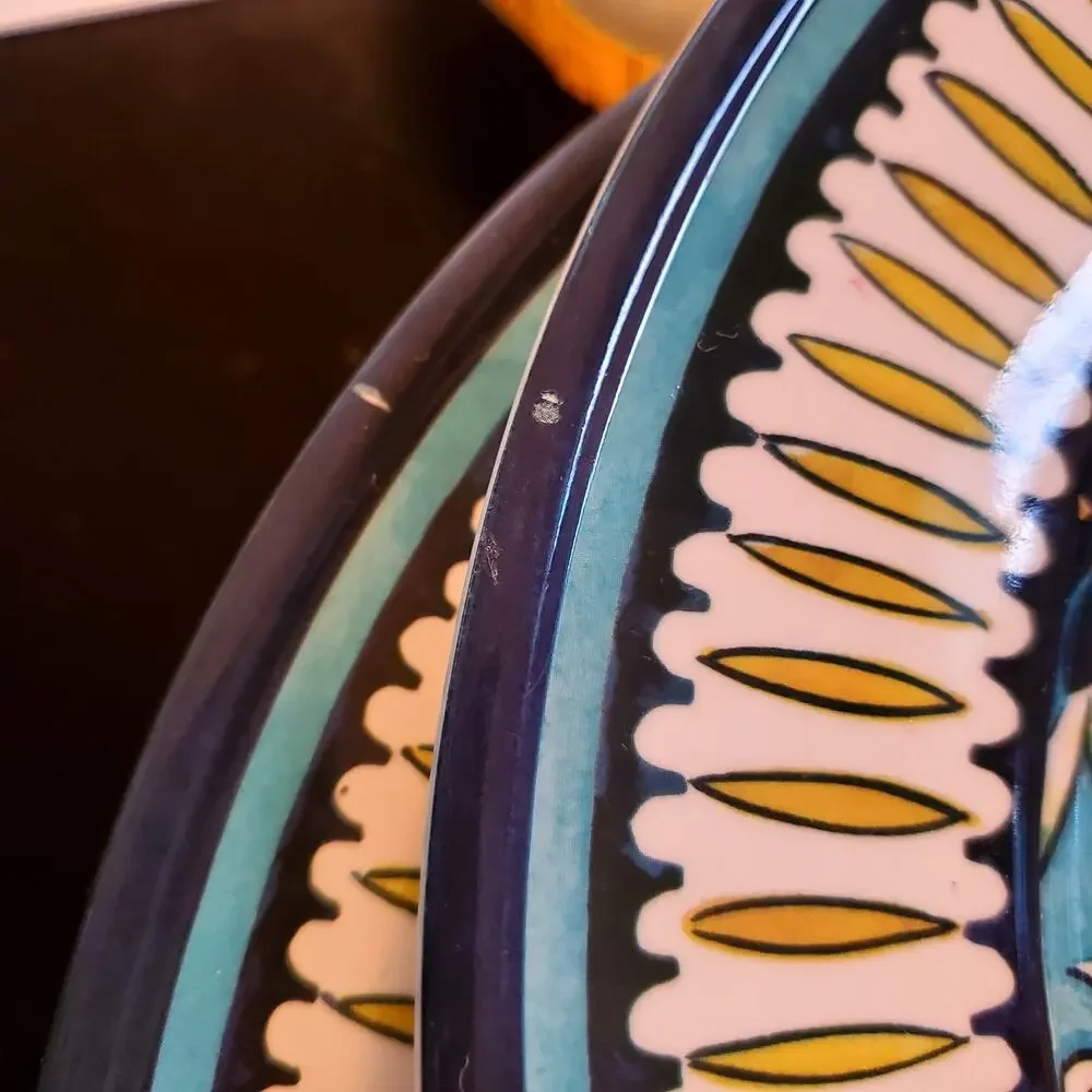 Williams Sonoma Melamine Salad Plate LA MED Blue Turquoise Floral 8.75